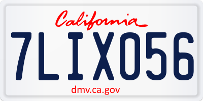 CA license plate 7LIX056