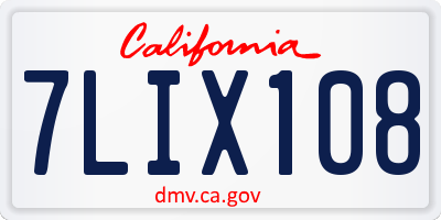 CA license plate 7LIX108