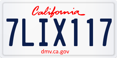 CA license plate 7LIX117