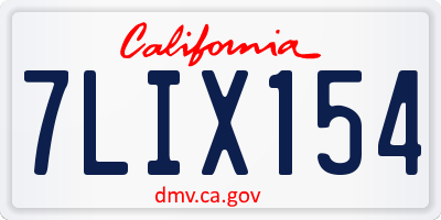CA license plate 7LIX154