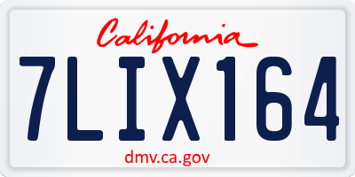 CA license plate 7LIX164