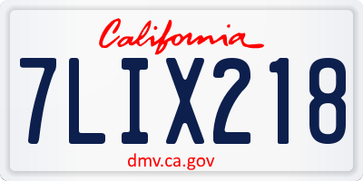 CA license plate 7LIX218