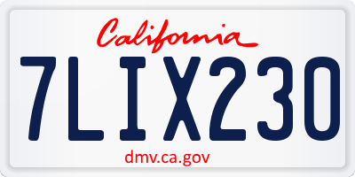 CA license plate 7LIX230