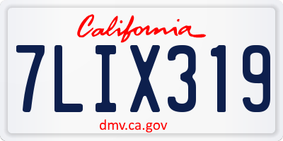 CA license plate 7LIX319