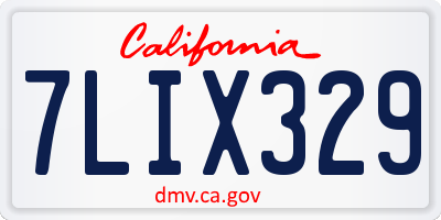 CA license plate 7LIX329