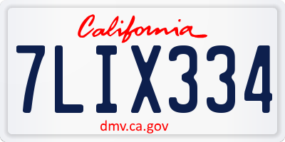 CA license plate 7LIX334