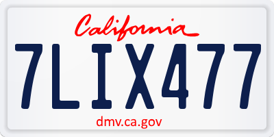 CA license plate 7LIX477