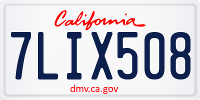 CA license plate 7LIX508