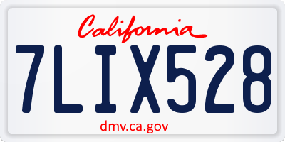 CA license plate 7LIX528