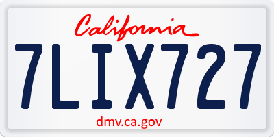 CA license plate 7LIX727