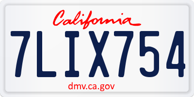 CA license plate 7LIX754