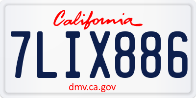 CA license plate 7LIX886