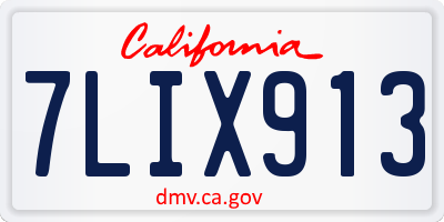 CA license plate 7LIX913