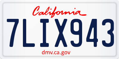 CA license plate 7LIX943
