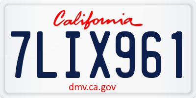 CA license plate 7LIX961