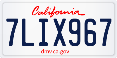 CA license plate 7LIX967