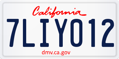 CA license plate 7LIY012