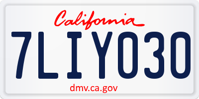 CA license plate 7LIY030