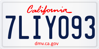 CA license plate 7LIY093