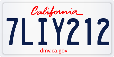 CA license plate 7LIY212