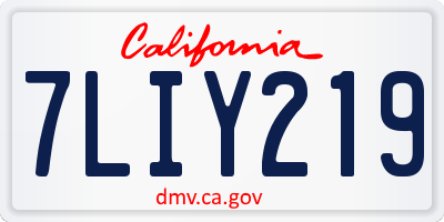 CA license plate 7LIY219