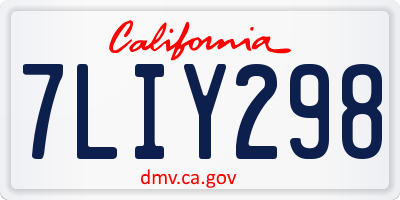 CA license plate 7LIY298