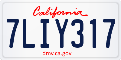 CA license plate 7LIY317