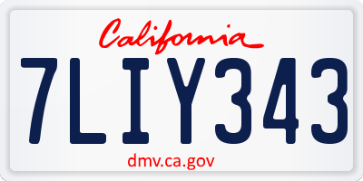 CA license plate 7LIY343
