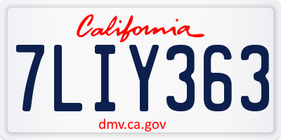 CA license plate 7LIY363