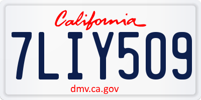 CA license plate 7LIY509