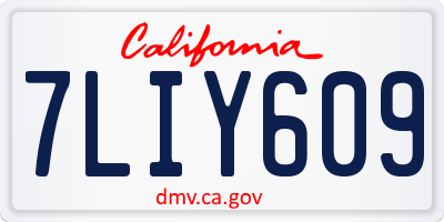 CA license plate 7LIY609
