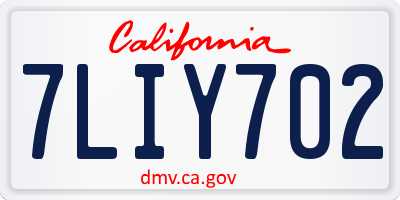 CA license plate 7LIY702