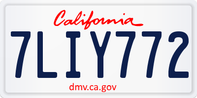 CA license plate 7LIY772