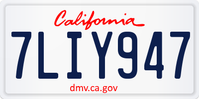 CA license plate 7LIY947