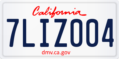 CA license plate 7LIZ004