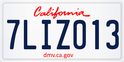CA license plate 7LIZ013