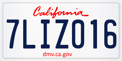 CA license plate 7LIZ016
