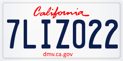 CA license plate 7LIZ022