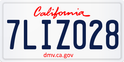 CA license plate 7LIZ028