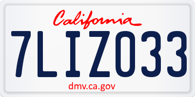 CA license plate 7LIZ033