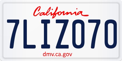 CA license plate 7LIZ070