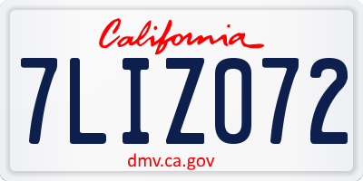 CA license plate 7LIZ072