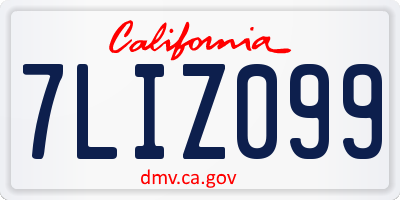 CA license plate 7LIZ099
