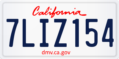 CA license plate 7LIZ154