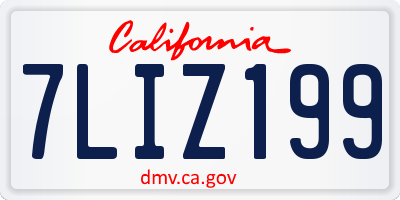 CA license plate 7LIZ199