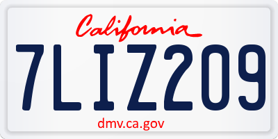 CA license plate 7LIZ209