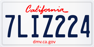 CA license plate 7LIZ224