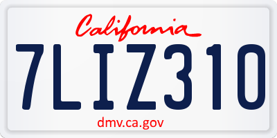 CA license plate 7LIZ310