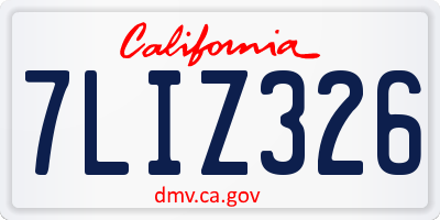 CA license plate 7LIZ326