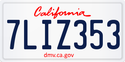 CA license plate 7LIZ353
